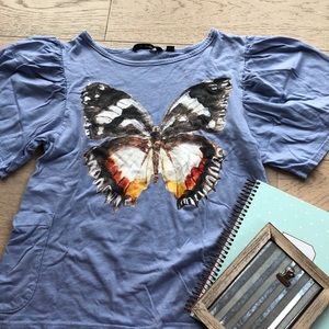 La Miniatura puffed sleeves butterfly print 10